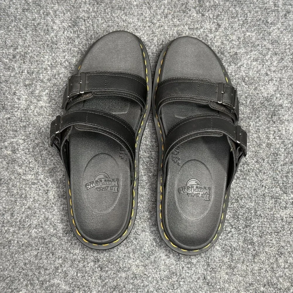 Dr. Martens Myles‎ Brando Leather Buckle Slide Sandals Women's 10 Black Platform